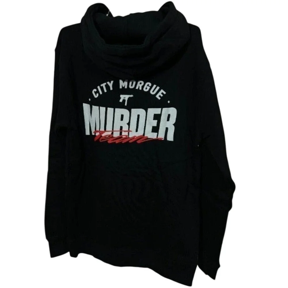 City Morgue back printed MURDER Team hoodie black size s New No Tags